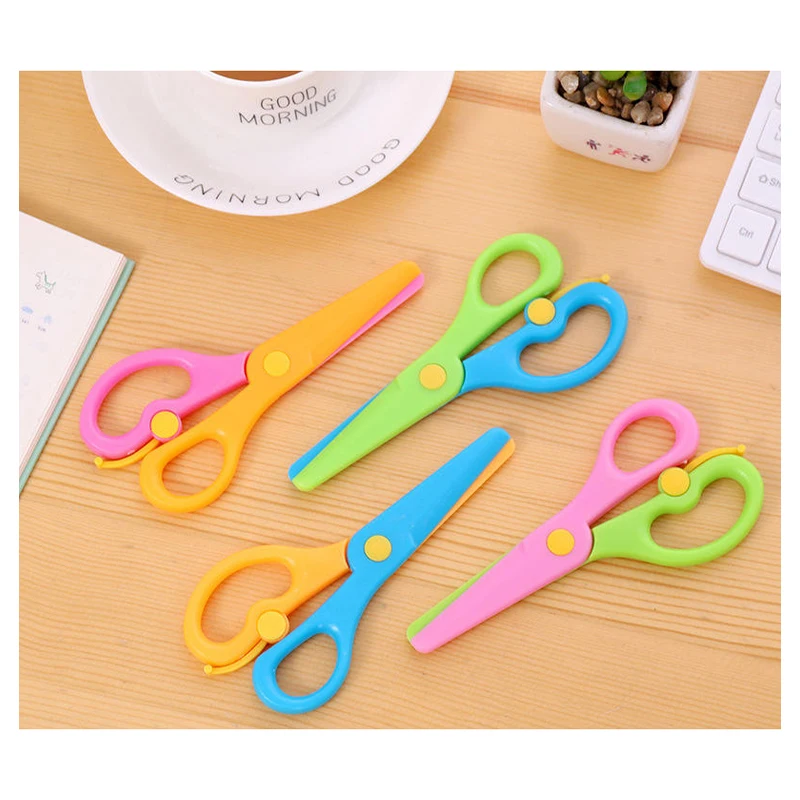 Оптовая продажа цветные школьные принадлежности полностью пластиковые ножницы для бумаги детского