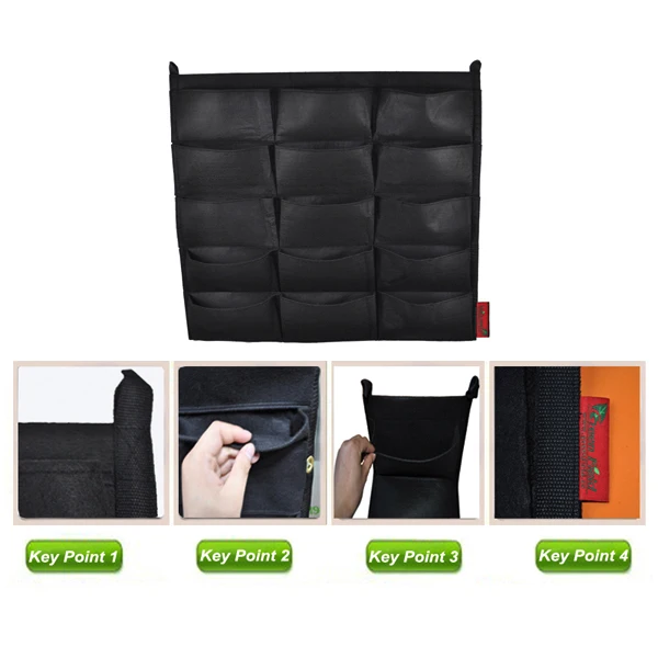 Modern Style 4 6 7 9 12 18 36 64 Pockets Hotel Restaurant Wall Decorate Flower Grow Bag vertical garden artificial flowers