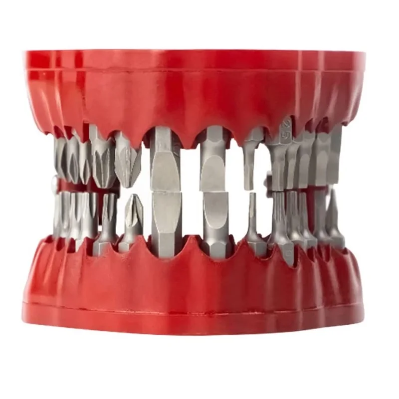 28pcs Teeth Model Screwdriver Drill Bit Organizer Holder, Denture Design magnetic Drill Bit Holder