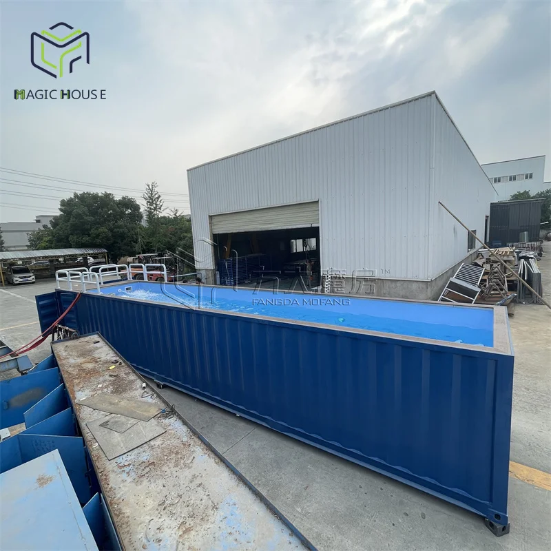 Custom Made 40 ft Fiberglass Liner Swimming Container Pool  Fully Assembled for Outdoor Use