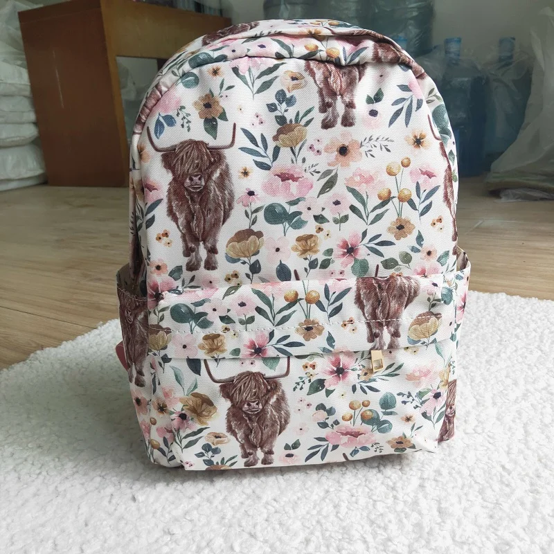 Toddler Spring Arrival Kids Girl Alpine Cow Flower Backpack Bag Boutique Wholesale Baby Girls Children Clothing