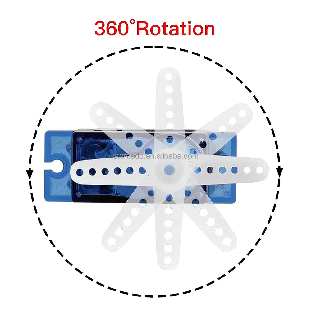 Stemedu FT90R 360 Degree Continuous Rotation Micro Servo Motor 9g Digital Servo for RC Helicopter Airplane Car Boat