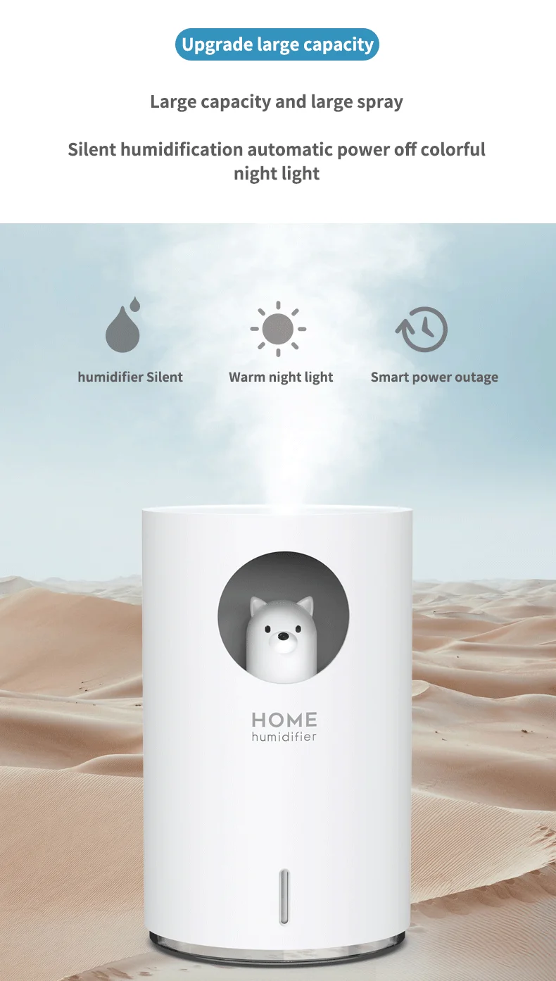 
New Design 700ml Bear Cute Night Light Ultrasonic Cool Mist Usb Air Humidifier For Home Use 