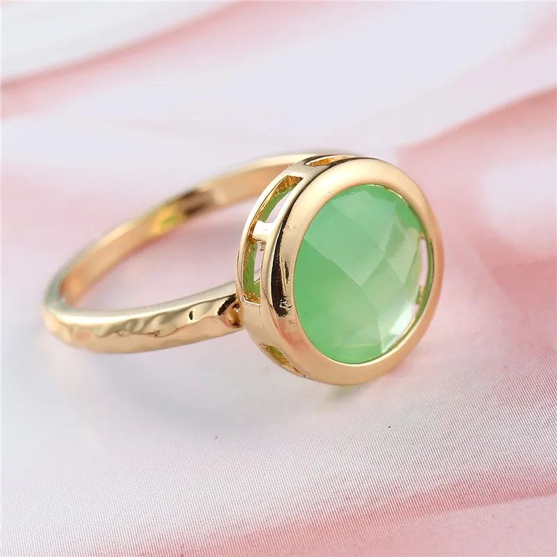 
I YOU WIN Women Jewelry Popular Exquisite Fashion Plated Gold 6#7#8#9#10# Green Pink Opal Zircon Couple Ring 