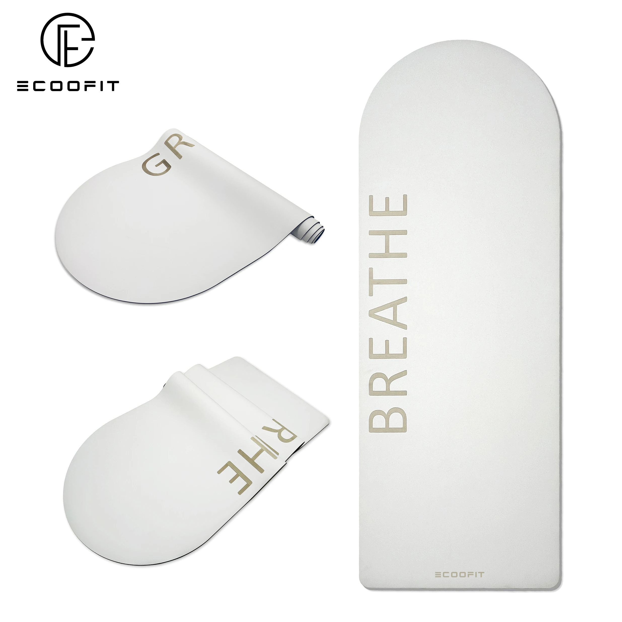 Frost Nude Cream White Beige Special Nude Curve Arch Oval Capsule Pill Shape Sticky Non Slip Custom Eco Vegan Pu Rubber Yoga Mat