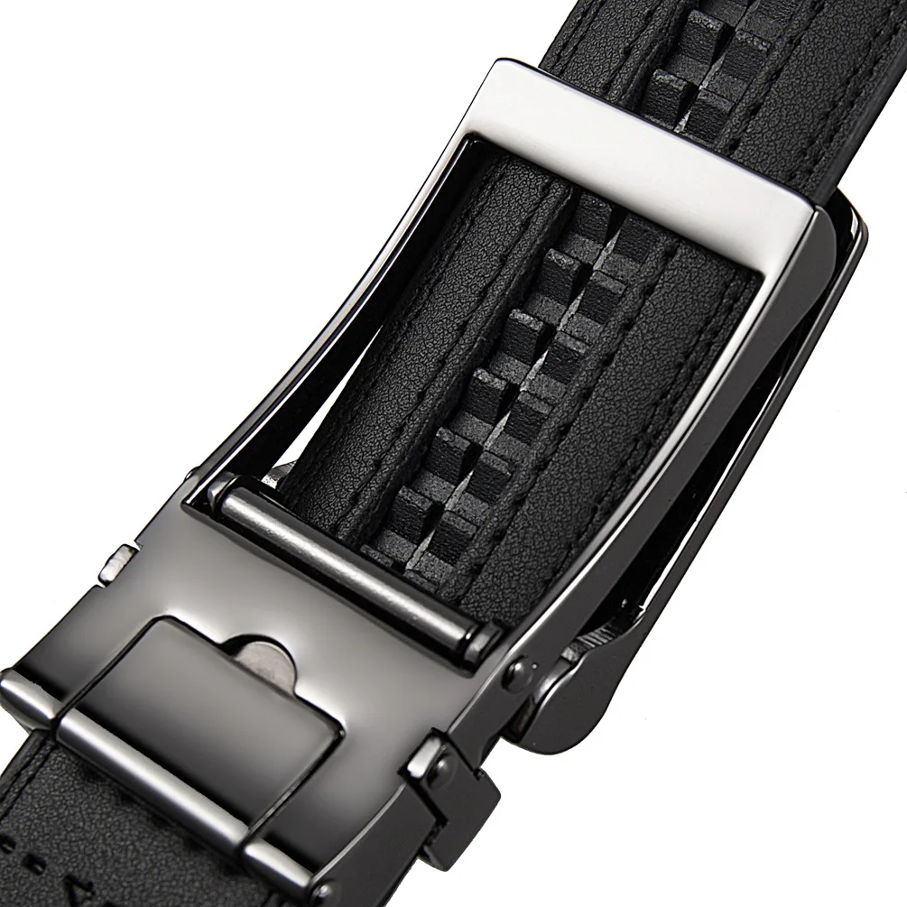 Custom Logo Designer Business Adjustable Automatic Buckle Real Cow Leather Ratchet Belt Men Black Brown Genuine Leather Belts