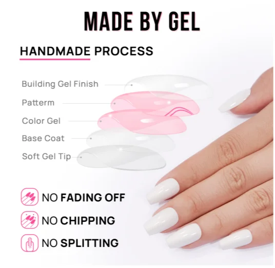 Btartbox Высокое качество 24 шт. розового светло-бежевого цвета накладные ногти квадратные Ложные нажмите на лак для ногтей Французский Нейл Арта