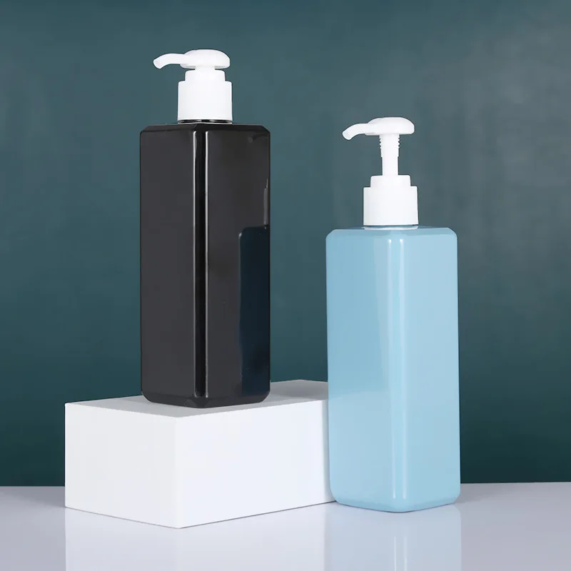 Luxury Shampoo square packaging 250ml Plastic PE Lotion Pump Shampoo Refillable Bottle