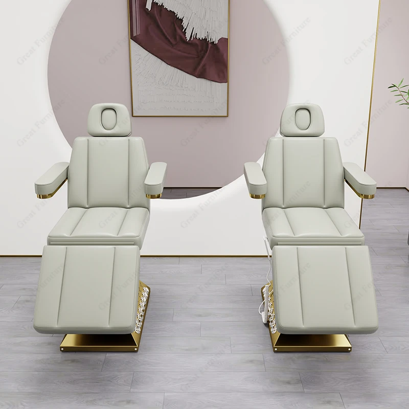 Hot sale heavy duty 4 motors salon cosmetic spa table luxury grey gold electric aesthetic clinic facial bed
