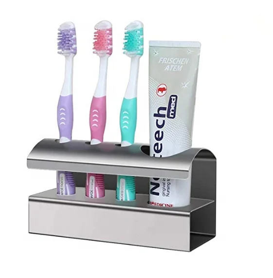 Accessories Organizer Cartoon Slots Toothpaste Stand Stainless Steel Bathroom Kids Toothbrush Holder