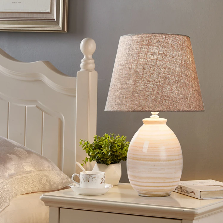 home decorative simple bedroom living room bed side white ceramic table lamps