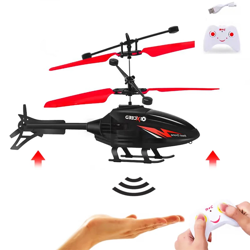 2024 New 2 Channel Gesture Control Suspension Helicopter RC Remote Induction Aircraft With Charging LED Light Kids Toy for Boys