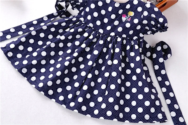 B031348 newborn baby girl dresses summer red Dot embroidery kids dresses children cotton 100 %