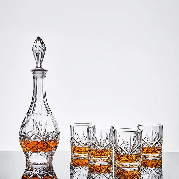
Old Fashioned Glass Crystal Lead Free Whisky Decanter Set of 5 PCS Home Decor Bar Christmas gift 