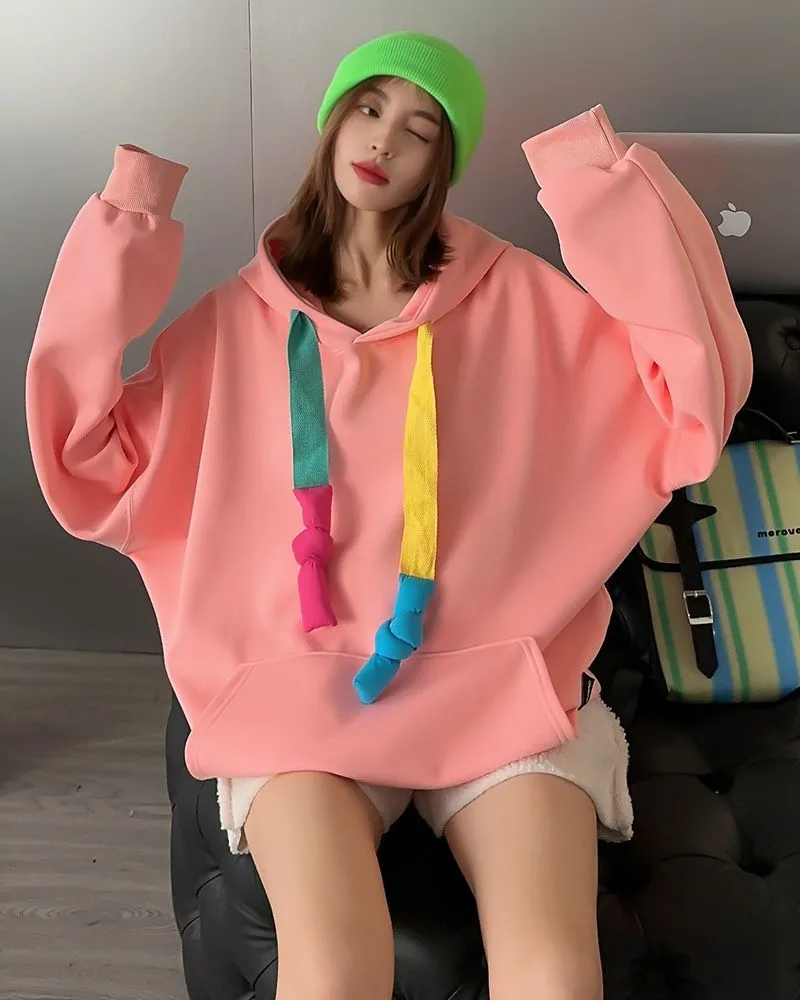 Customizable Winter Sweatshirt Distress Jersey Hoodie Lined Velour Puff Technique clothing Terry Solid Street Style Smile