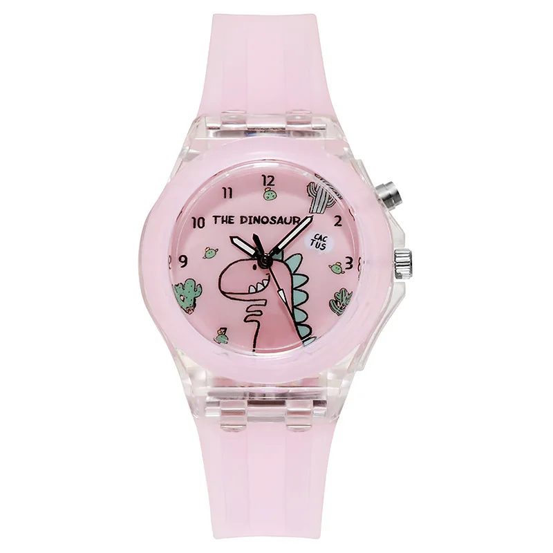 Fashion Cartoon Silicone Luminous Children Quartz Watches Kids Girls Boys Wrist Watch Dinosaur Watch