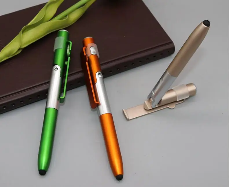 Universal mini Capacitive Pen with LED For Tablet Cellphone 4-in-1 Folding Ballpoint Pen Screen Stylus Pen