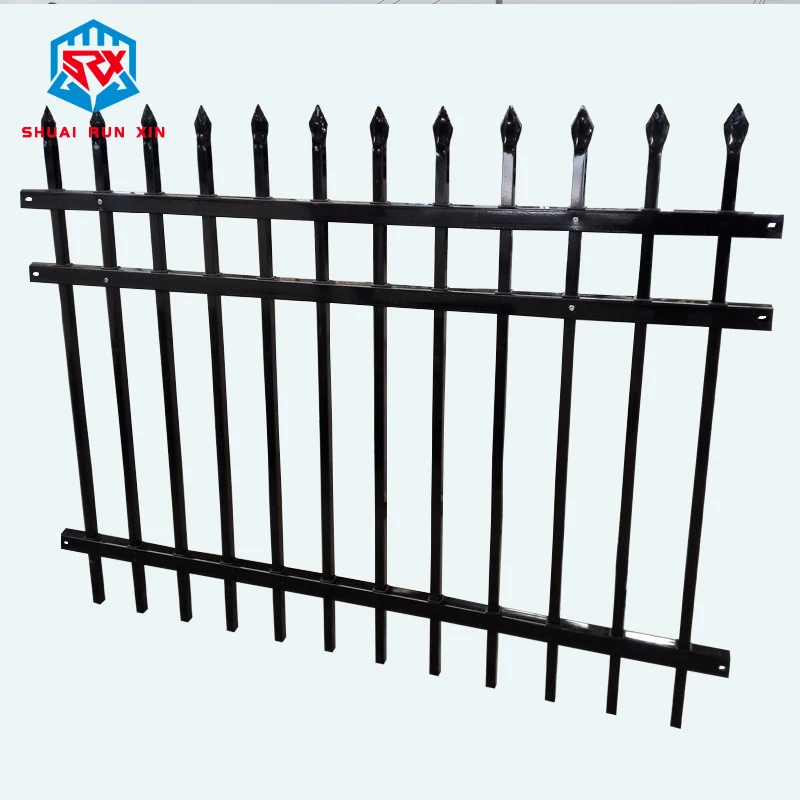 Factory Direct decorative garden home outdoor cheap wrought iron fence plate metal black galvanized steel fence