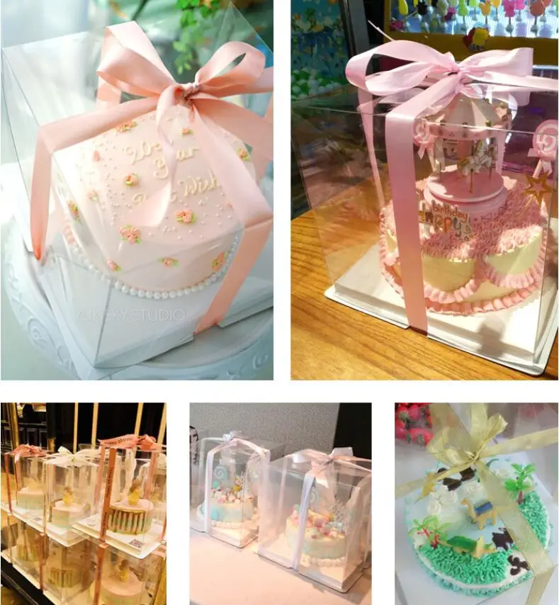 Food Grade Paper Card PET Clear High Transparent Packaging Box For Cake Rose Bear