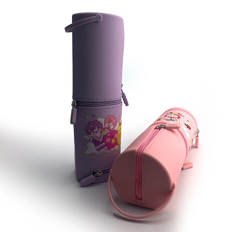 DIY Hole 2 in 1 Usage Silicone Pen Pencil Storage Bags Office Standing Pen holder Stationary School case