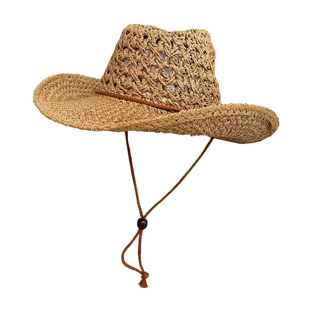 Women Straw Cowboy Hats Sparkly Western Cowgirl Hat For Holiday Foldable Vacation Beach Sun Hat With Wide Brim For Summer
