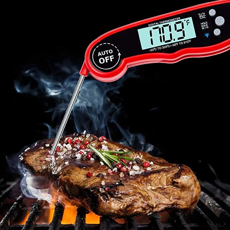 Goldgood Digital Meat Thermometer with Foldable Probe, bright Backlight Instant Read for Kitchen Food Cooking