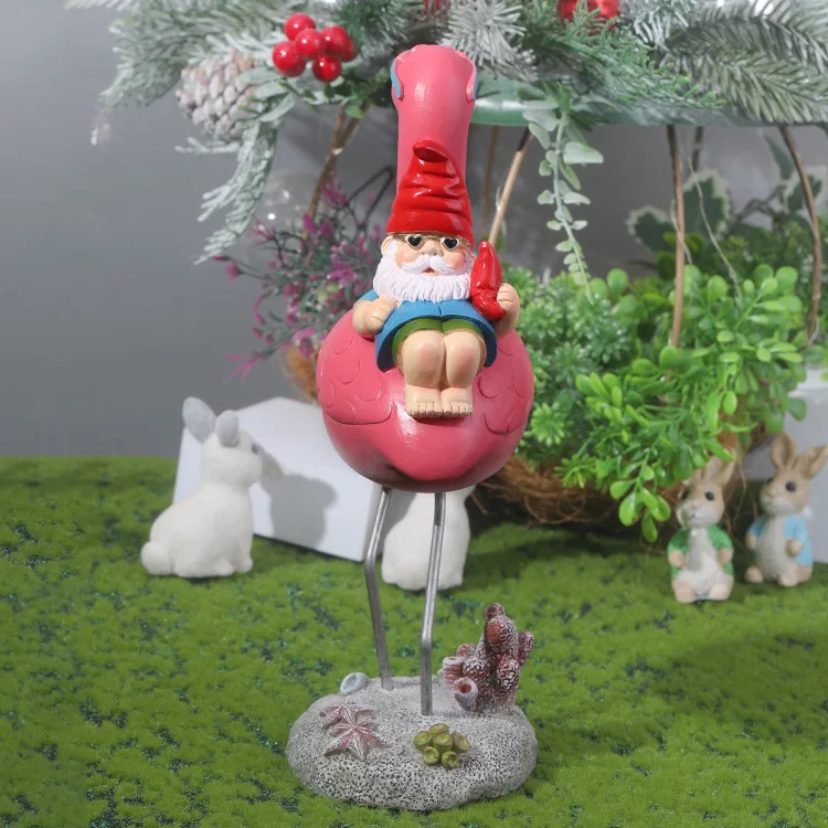 Accept Custom Flamingo Home Garden Living room Decoration Creative ornaments Resin Micro Landscape Dwarf Flamingo