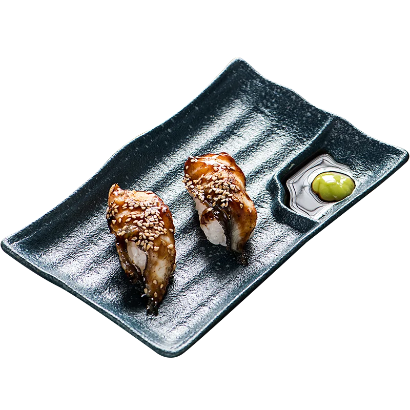 Appetizer Plates Party Sushi Entertaining Guests Porcelain Water Wave Relief Texture 7.5' Ceramic Platters Rectangle Plates