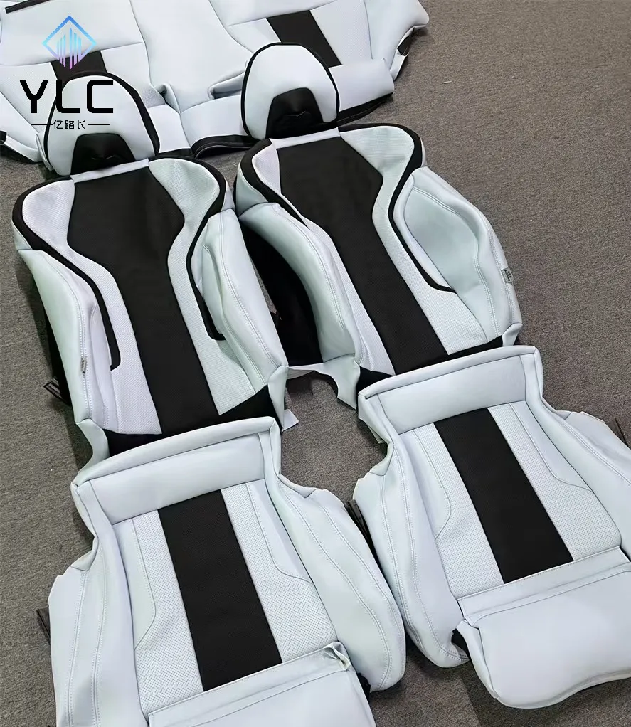 Factory direct sale beige luxury full set leather car cover seat cover suitable for BMW 3 series 2018 front row upgrade M3