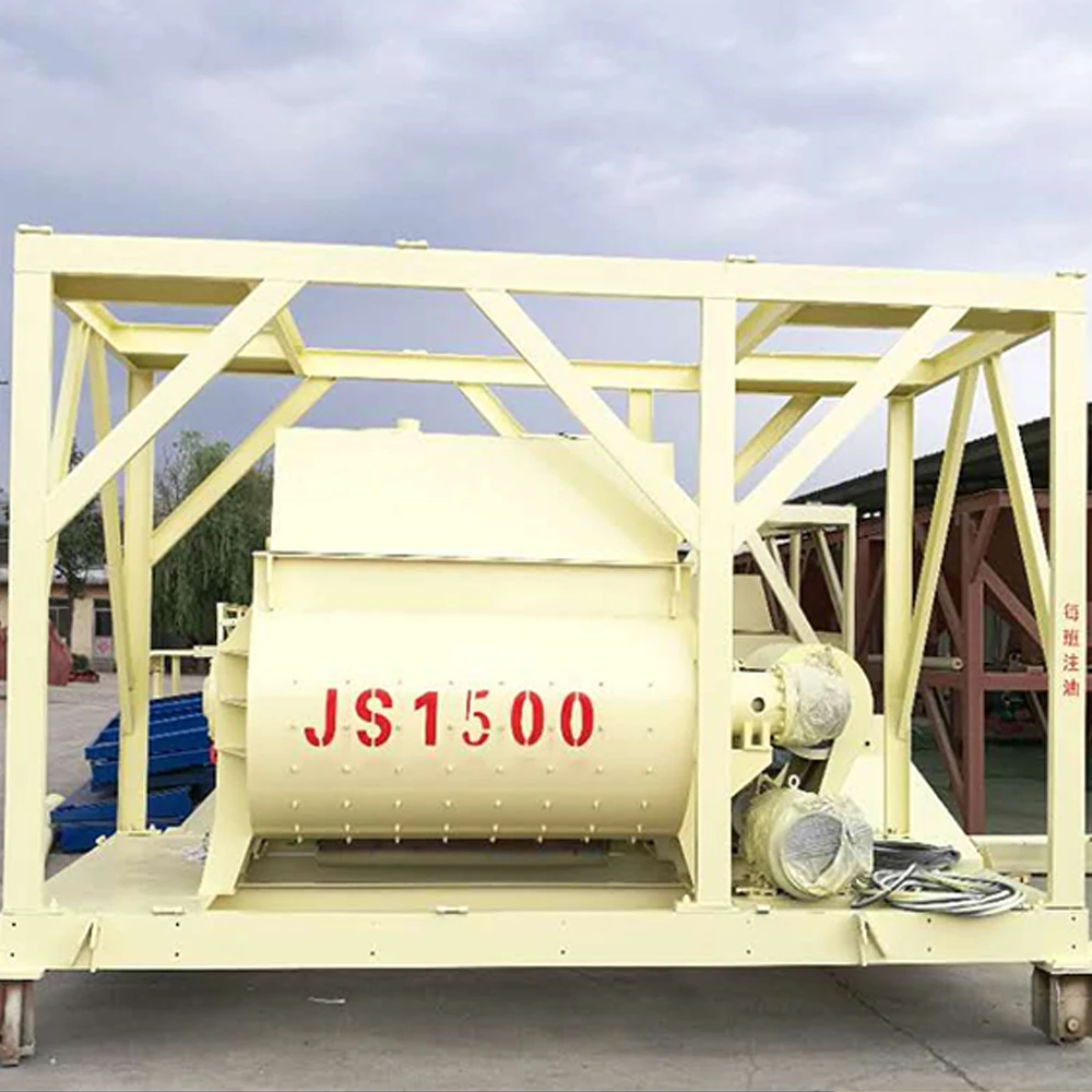 JS1500 Hot Sale Low Price Stationary Double Twin Shaft Concrete Mixer In Saudi Arabia