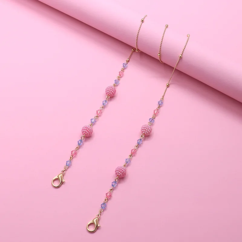 
Hot Strawberry Ball Handmade Beaded Mask Chain Eye Chain Child Mask Chain 