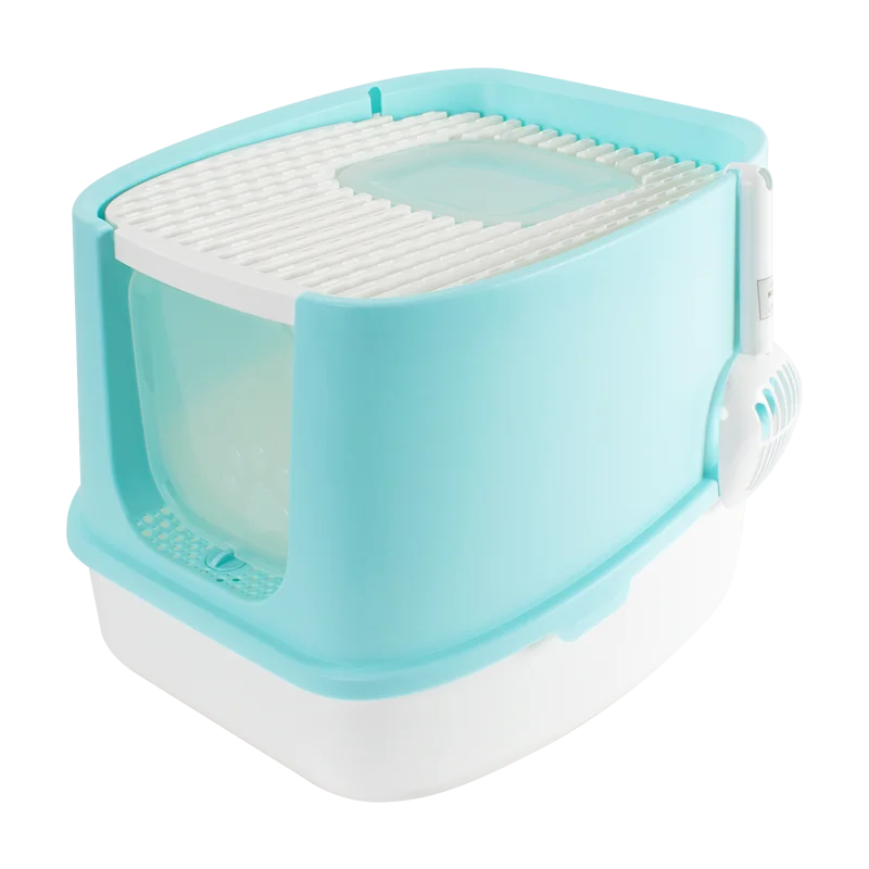 Специальный дизайн, двухдверный откидной полностью закрытый серый кошачий наполнитель