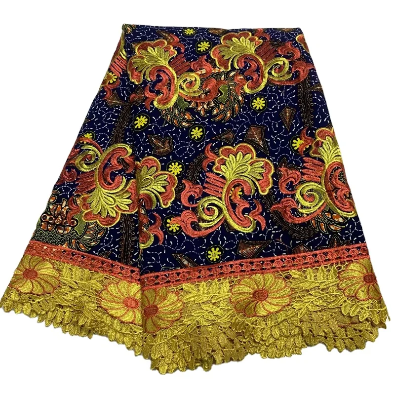 Cord Lace Cotton Wax Net Fabric 5 yards Nigerian Embroidered Mesh Guipure Voile Fabric