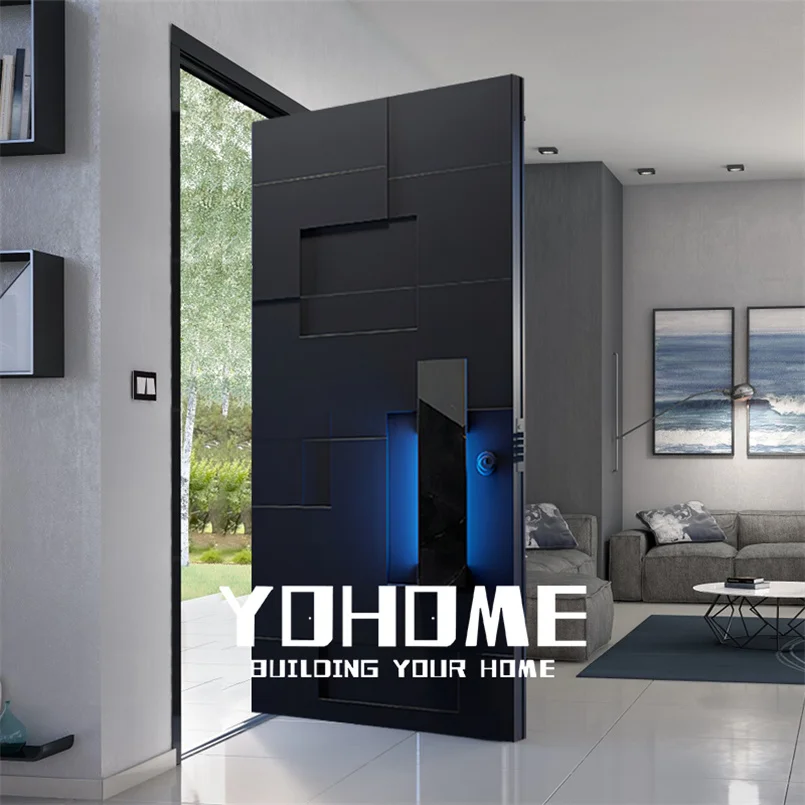 Chinese high-end brands armored metal security front door security aluminum pivot door bulletproof anti theft main door