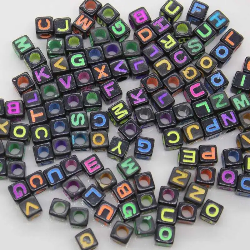 500g/lot Acrylic Plastic Alphabet Letter Beads Charms Pastel Color Alphabet Acrylic Loose Spacer Beads With 3.5mm