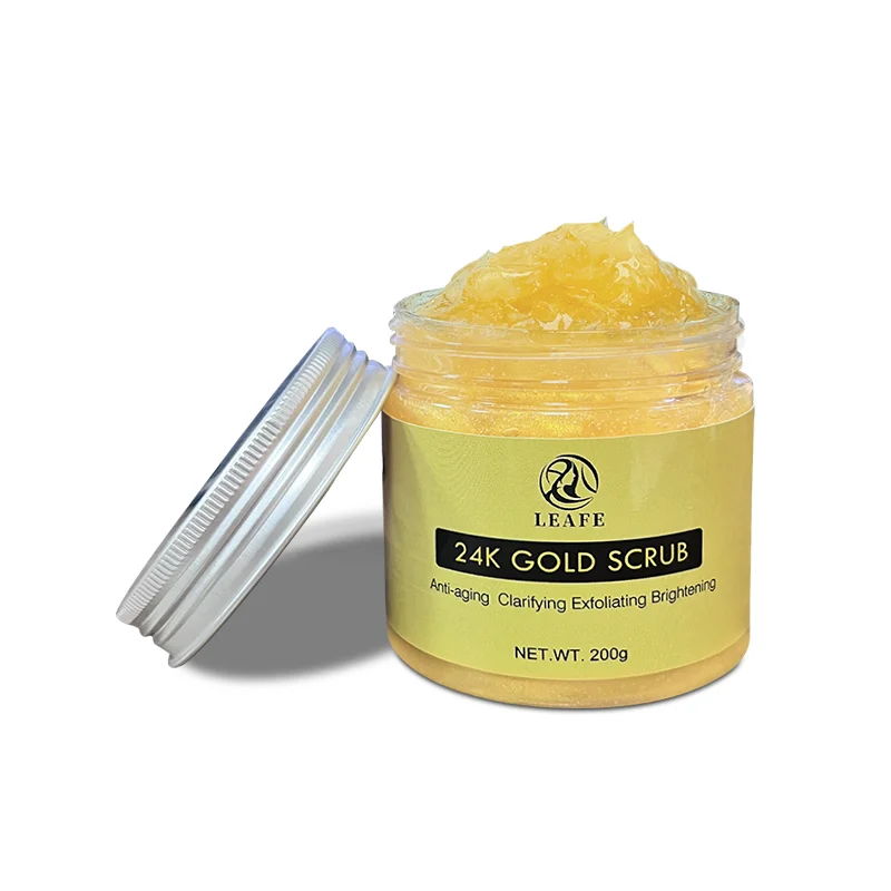 Organic 24K Gold Whitening body scrub Exfoliating Salt Scrub Skin Acne Cellulite Scars Pure 24K Gold Skin Glowing Scrub
