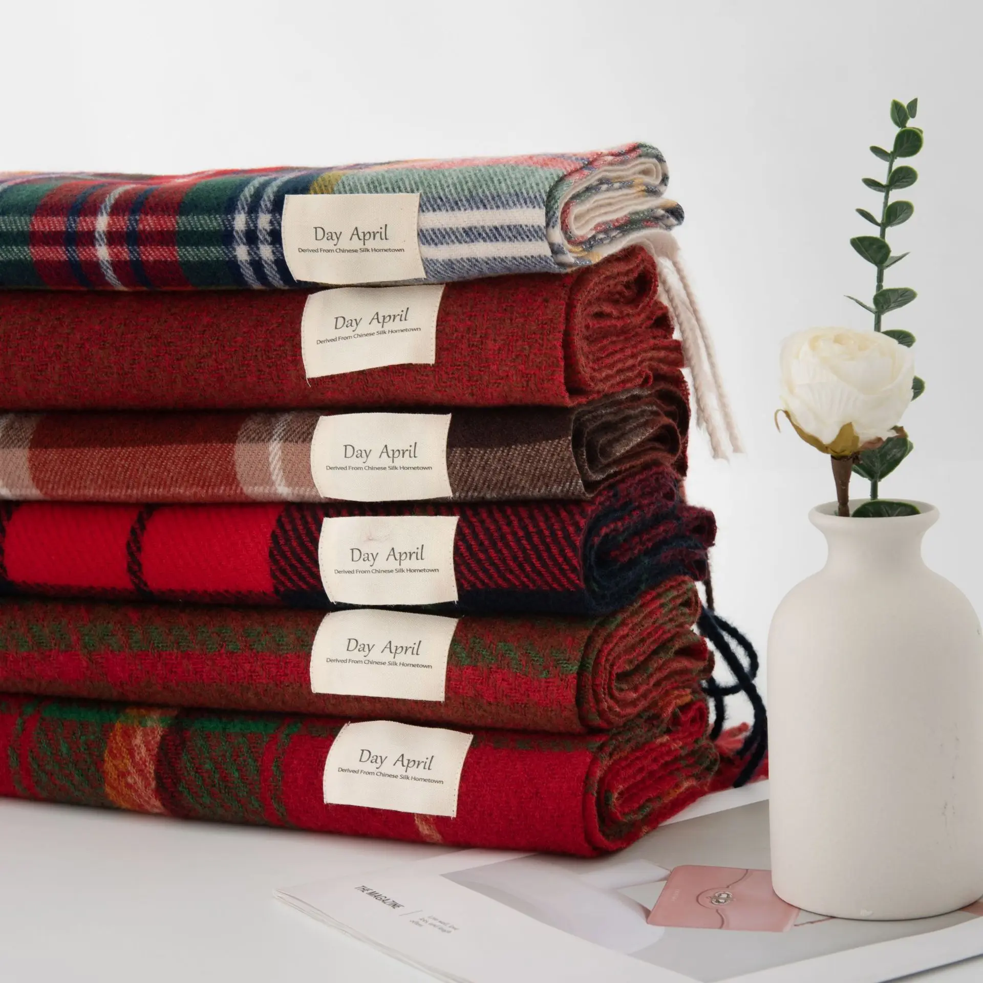 Осенний и Зимний новый рождественский клетчатый шарф для женщин женский теплый с кисточками взрослых Овечий тип оптовая продажа