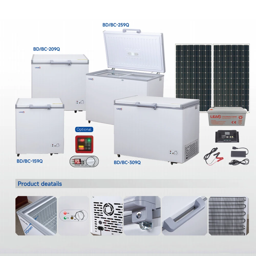 Solar Deep Freezer Standard Style 12V 24V DC Compressor Solar Chest Freezer with Interior Led Light