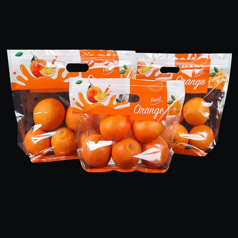Wholesale Fruit Grape Plastic Ziplock Bag Vegetable Fruit Keep Fresh Custom Packing Bags With Vent Holes And Handle