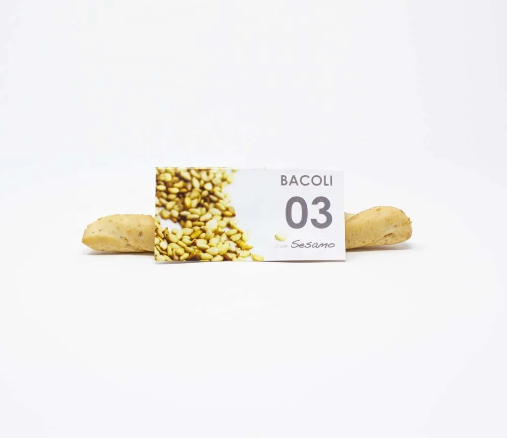 
Итальянские кустарниковые макетные палочки BACOLI, Экстра натуральное оливковое масло и семена кунжута, картонная коробка 2 кг с 14 пакетами 