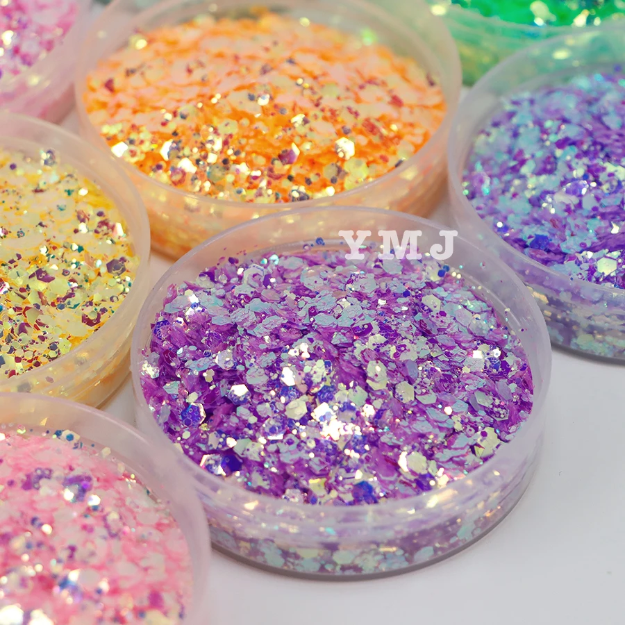 Wholesale Big Size 18Mm 3Mm Sequin Glitter Bulk Mix Shaped Chunky Glitter Powder For Craft And Wall Paint