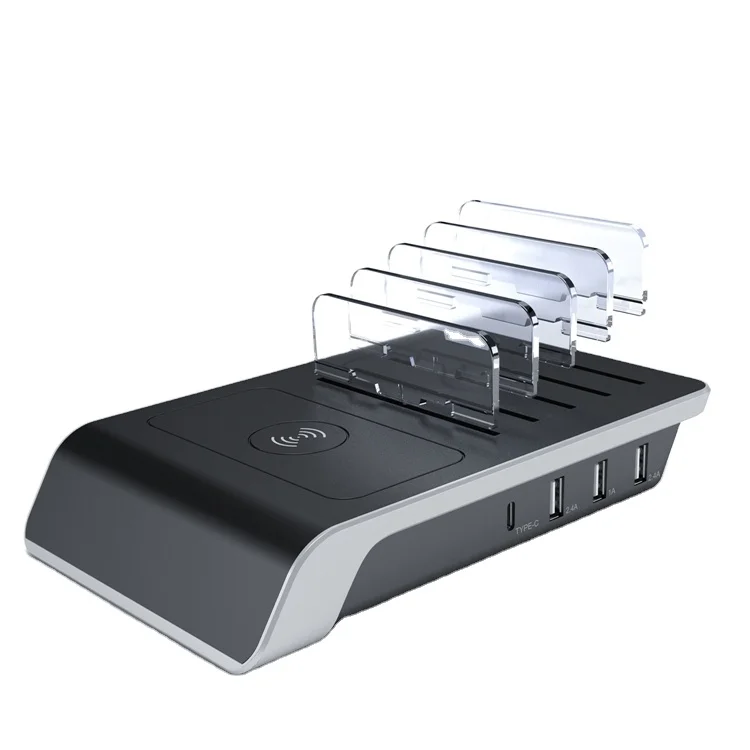 
All In One Desktop Universal Portable 4 Port Usb Multiple Devices Multi Function Public Mobile Wireless Charging Station 