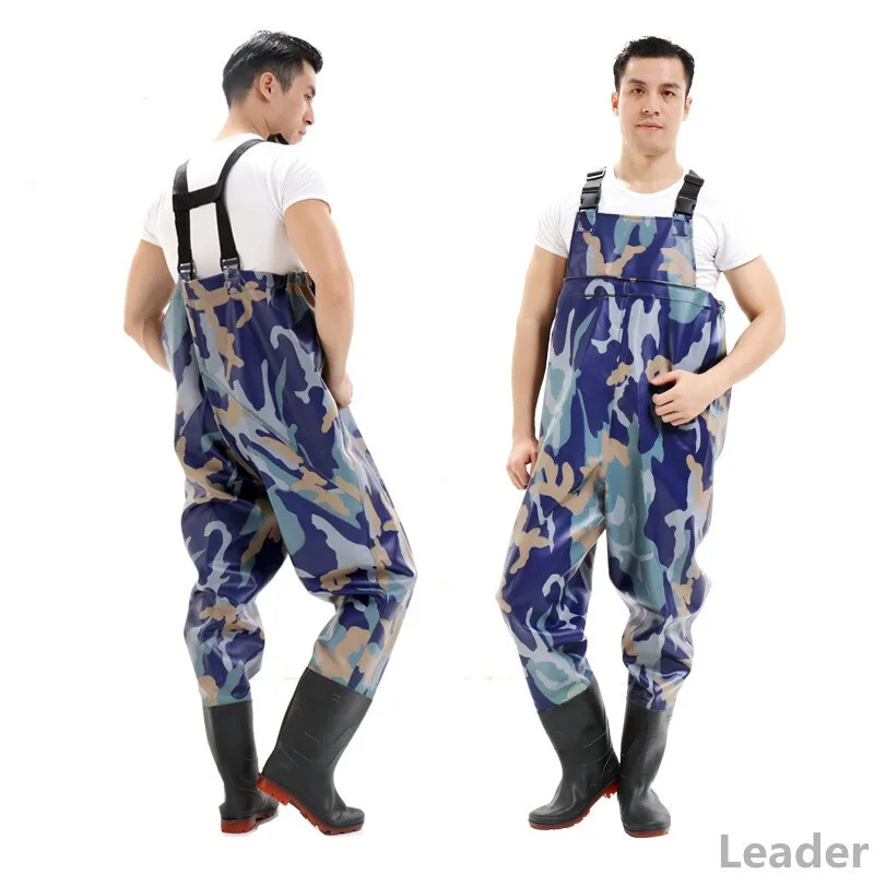 Lightweight Boot waterproof breathable pvc rubber hunting fishing chest waders with boots