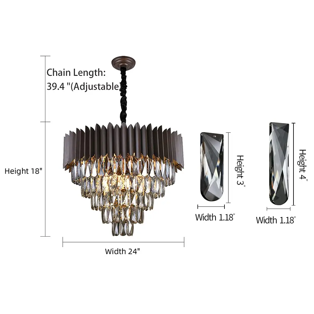 MEIYUN Indoor Black Crystal Pendant Light Wholesale Decorative Modern Wedding K9 Crystal Chandelier Light