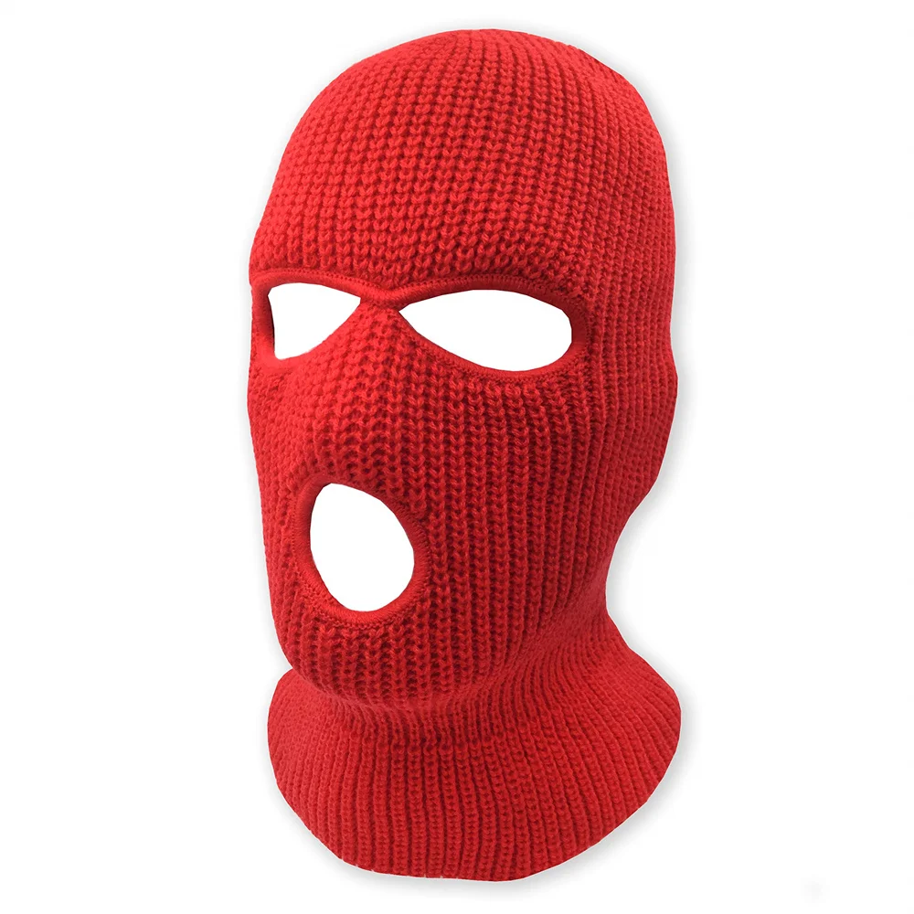 Wholesale Knitted Full Face Mask 3 Hole Custom Designer Ski Mask with Embroidery Logo Wool Skimask Balaclava