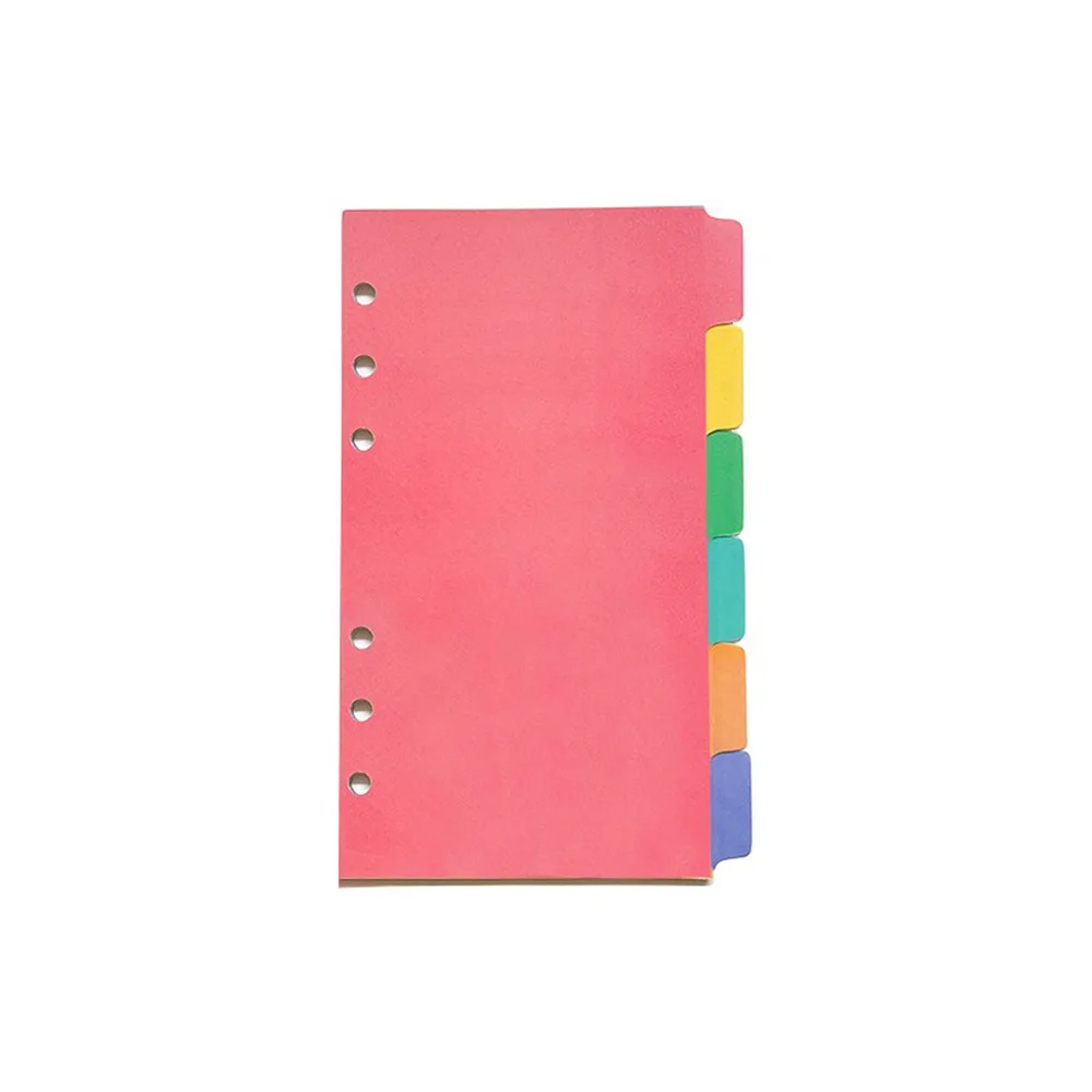 A6 high-quality wholesale custom logo loose-leaf 6-ring binder separator with 6 labels plastic index label separator file.