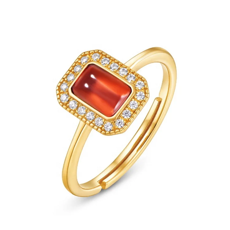 925 Sterling Silver Gem Ring Natural Red Garnet Wedding Engagement Rings For Women Fine Jewelry