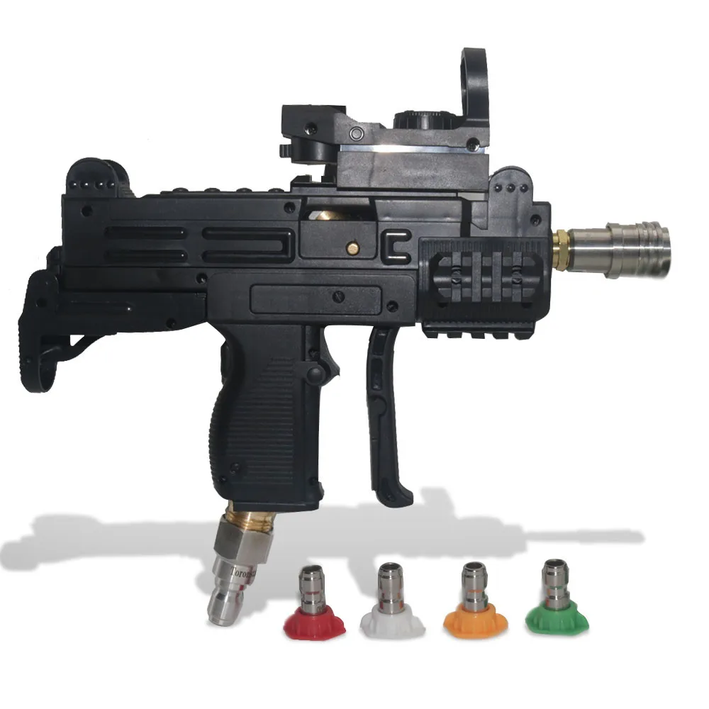 Simulation Rifle UZI Submachine Gun 3/8 high-pressure car wash water gun Simulated automatic rifle Car Wash 4 Nozzles Gloves