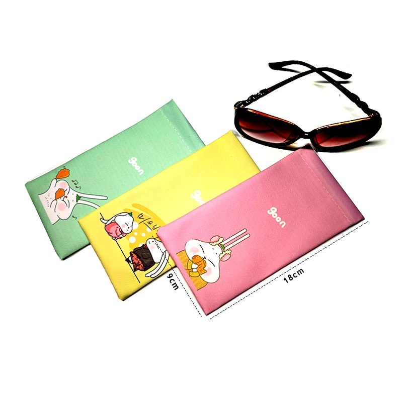 Digital printing custom  snap  PU leather eyeglasses snap makeup storage pouch case bag