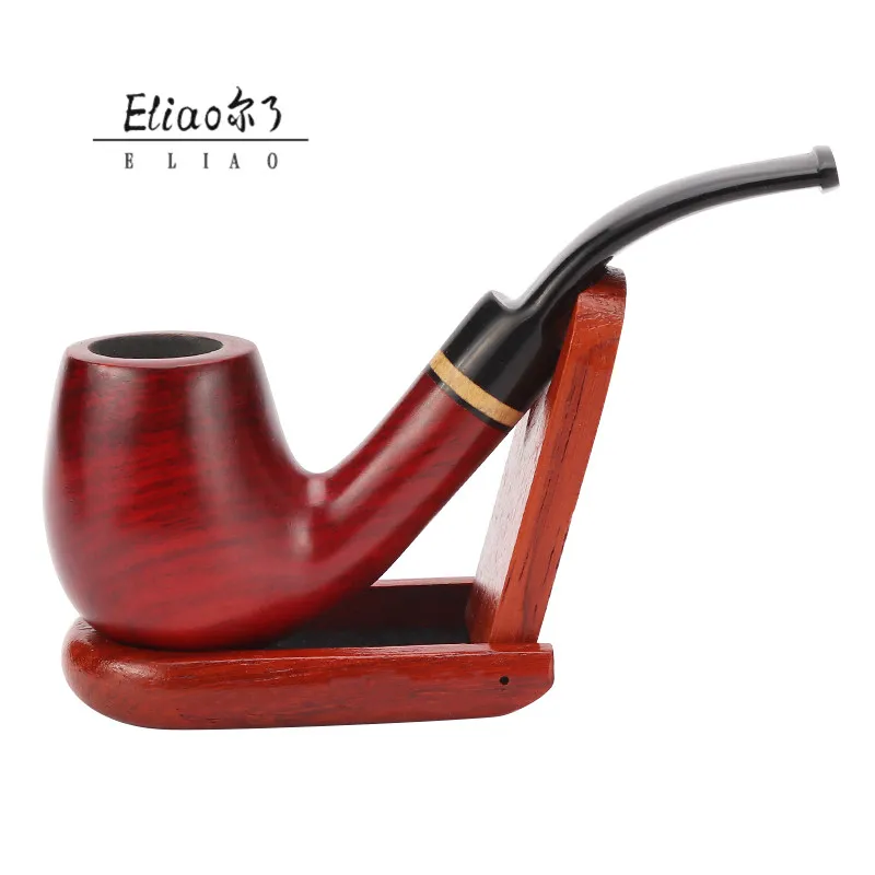 Erliao Classic Red Sandalwood Pipe Tobacco Smoking Add Circle Wood Grain High quality Smoking Pipe